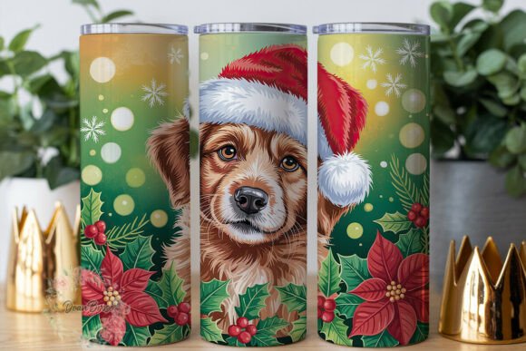 Christmas Dog Poinsettia Tumbler Wrap Design Review