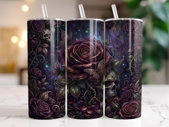 Dark Gothic Rose Skull Tumbler Wrap Review