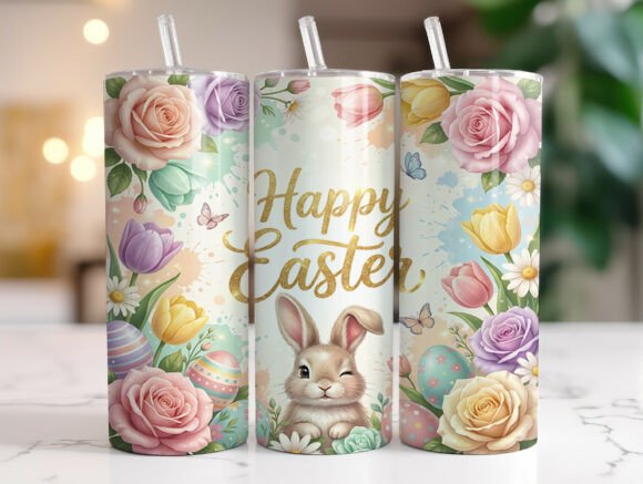 Easter Bunny Eggs Spring Flowers Tumbler Wrap Design Review