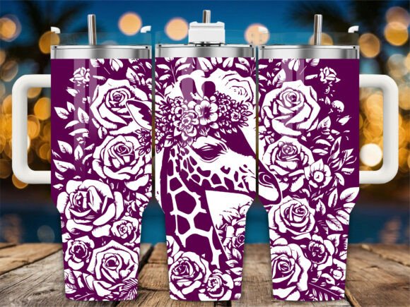 Floral Rose Giraffe Laser Tumbler Design Review