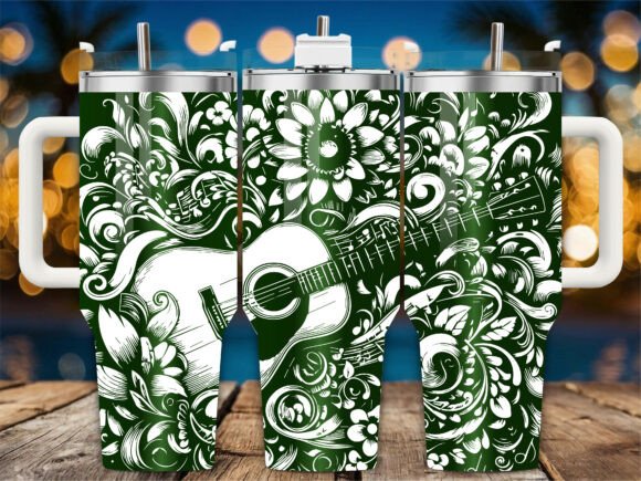 Green Floral Guitar Tumbler Embroidery Review