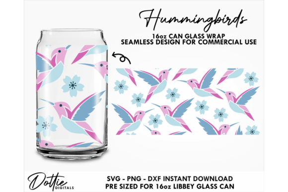 Humming Birds 16oz Glass Can Wrap SVG Review