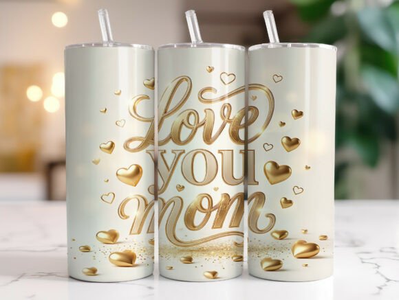 Love You Mom Gold Heart Tumbler Wrap Design Review