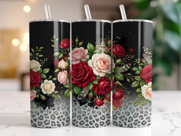 Red Pink Roses Gray Leopard Tumbler Wrap Review