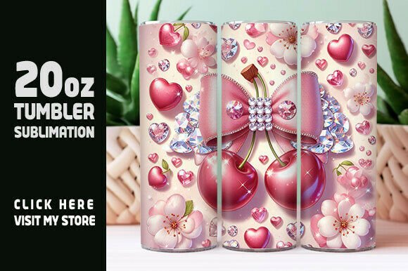 Rhinestone Cherry Bow Tumbler Wrap