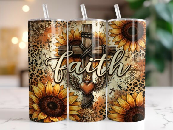 Rustic Faith Sunflower Cross Tumbler PNG Review