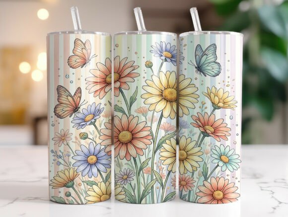 Striped Pastel Floral Butterfly Tumbler Review