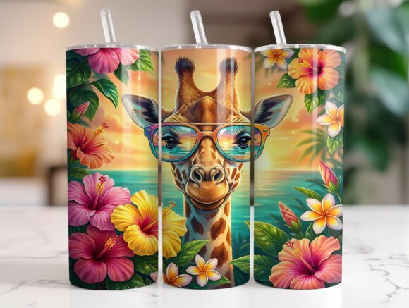 Summer Giraffes Tropical Flowers Tumbler Review