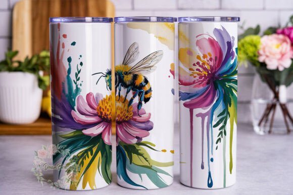 Vibrant Watercolor Bee Floral Tumbler Wrap Review