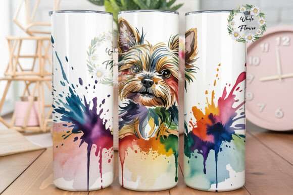 Vibrant Watercolor Dog Tumbler Wrap